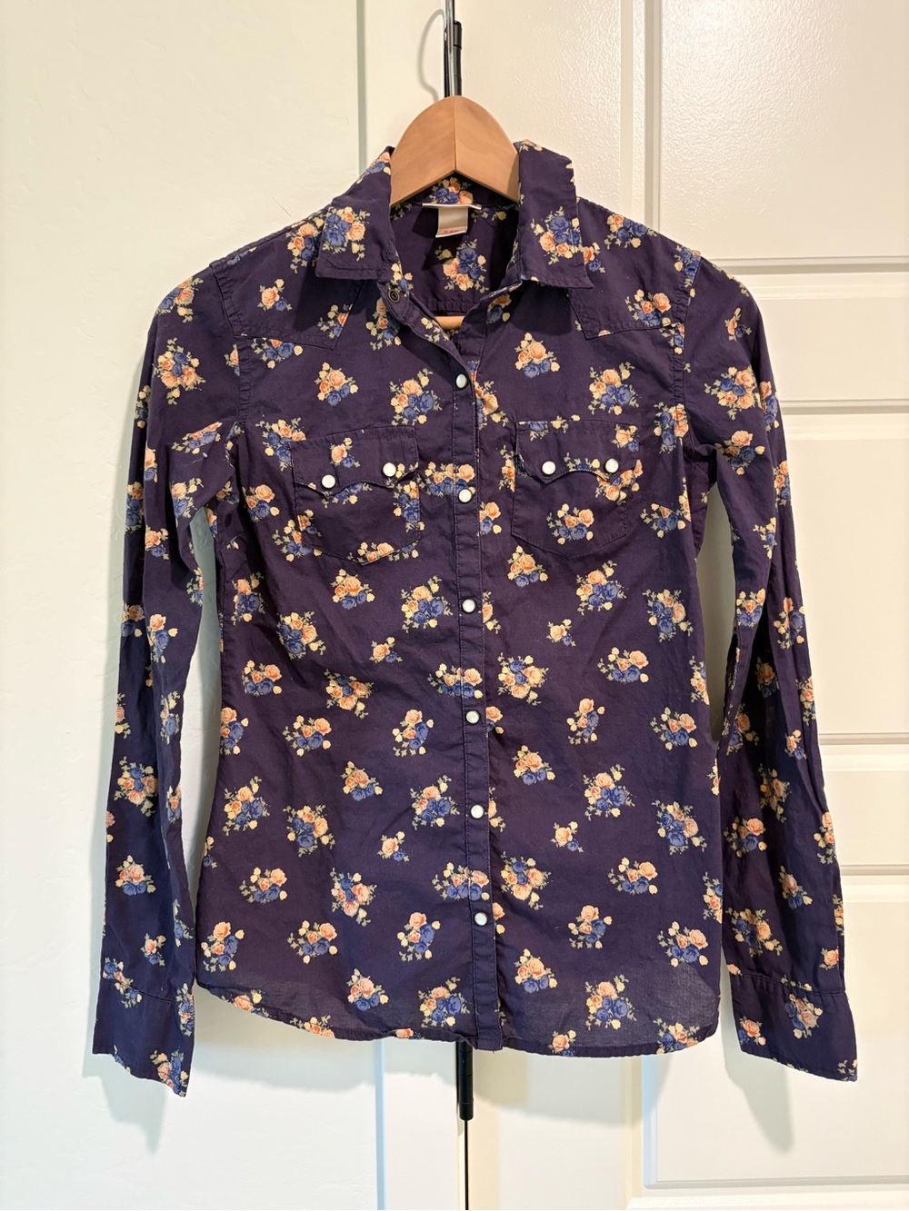 Mossimo Vintage Western Style Y2K Floral Button-Front Long Sleeve Shirt Sz XS